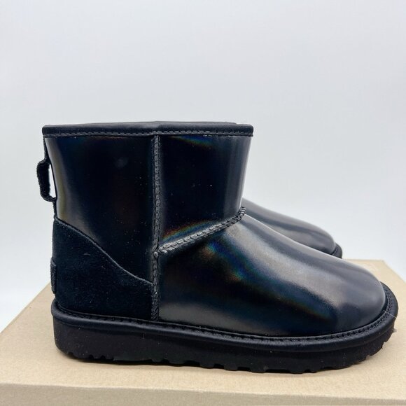 UGG Classic Mini Iridescent Metallic Black Ankle Short Boots Womens US 5 EU 36 - Picture 5 of 12